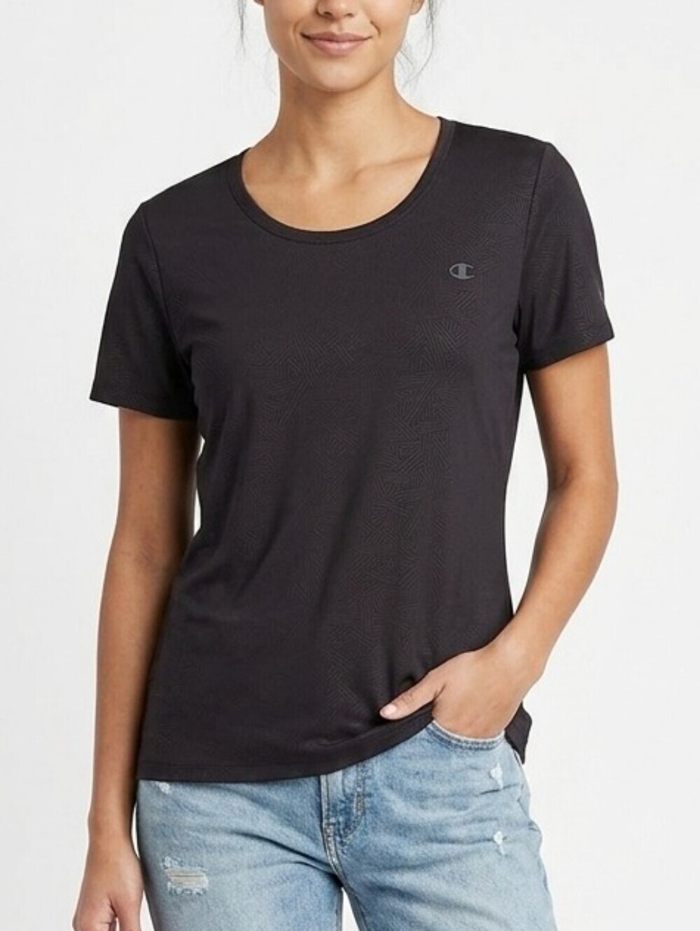 Champion Black Pattern Short Sleeve Top